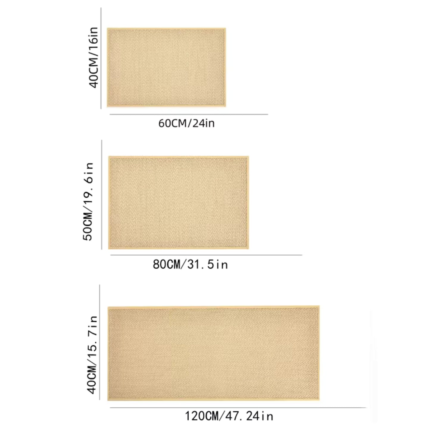 Hand Woven Anti Slip Oil Resistant Indoor Floor Mat Jute Carpet Home Decor 40X30cm