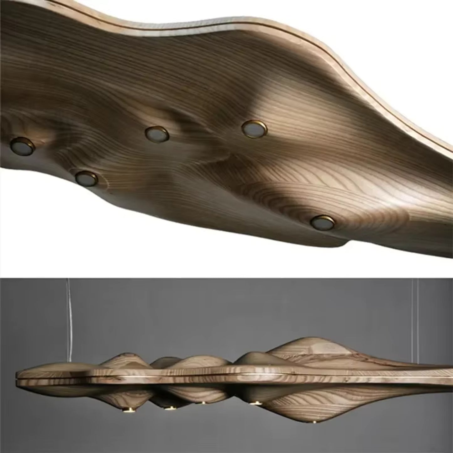 Modern Designer Solid Wood Resin Pendant Lamp For Dining And Kitchen Decor 128cm