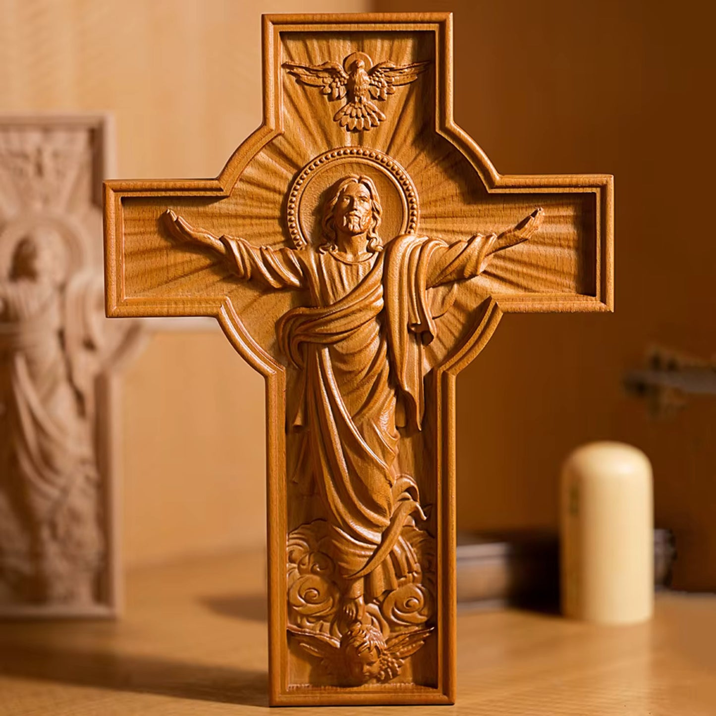 30cm Crucifix Religious Christian Jesus Wooden Church Cross Wall Hanging Home Decor