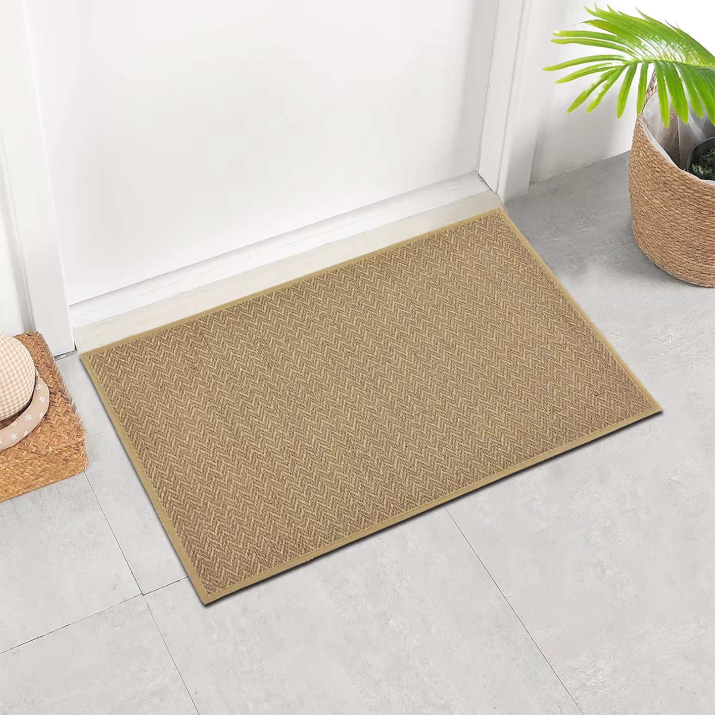 Hand Woven Anti Slip Oil Resistant Indoor Floor Mat Jute Carpet Home Decor 40X30cm