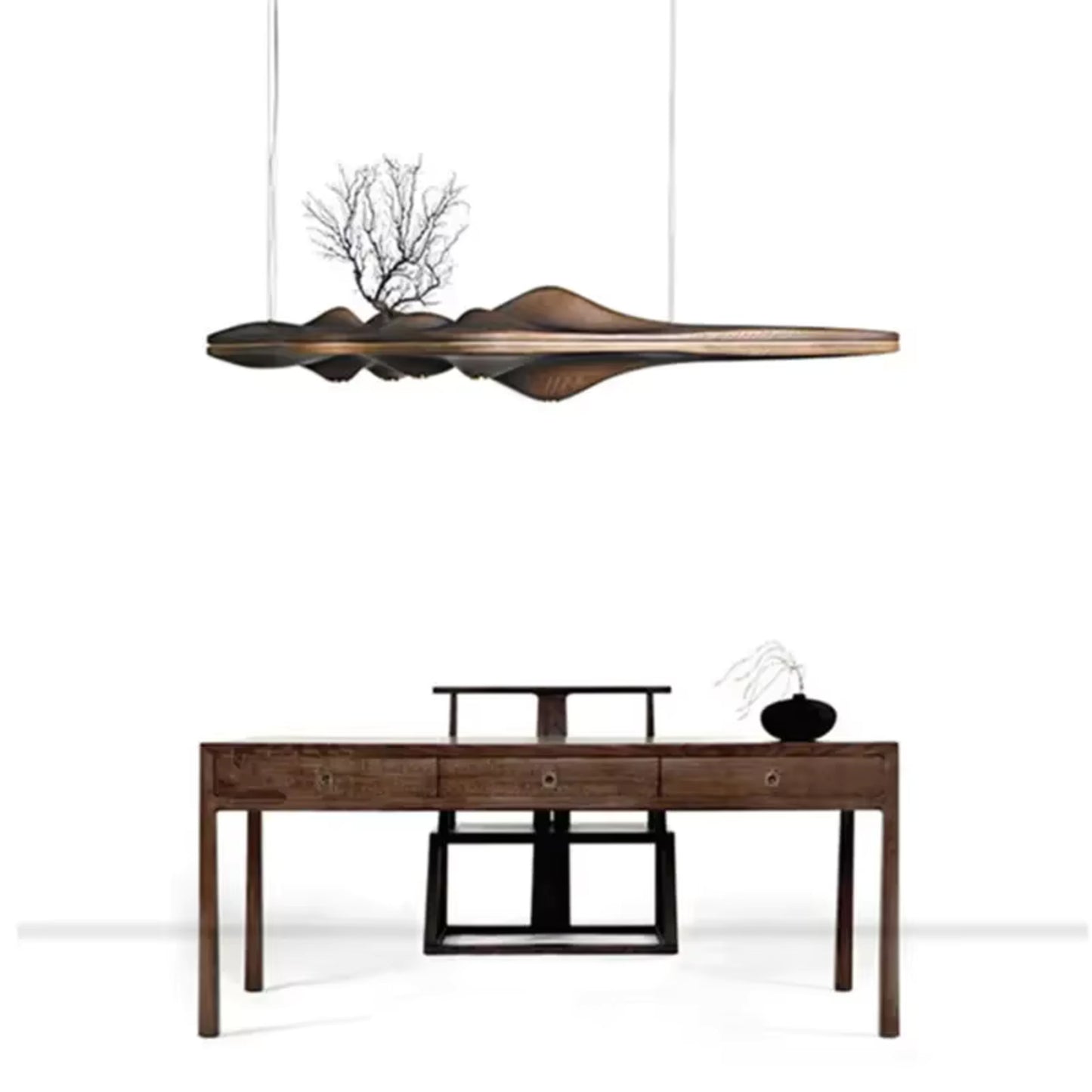 Modern Designer Solid Wood Resin Pendant Lamp For Dining And Kitchen Decor 128cm