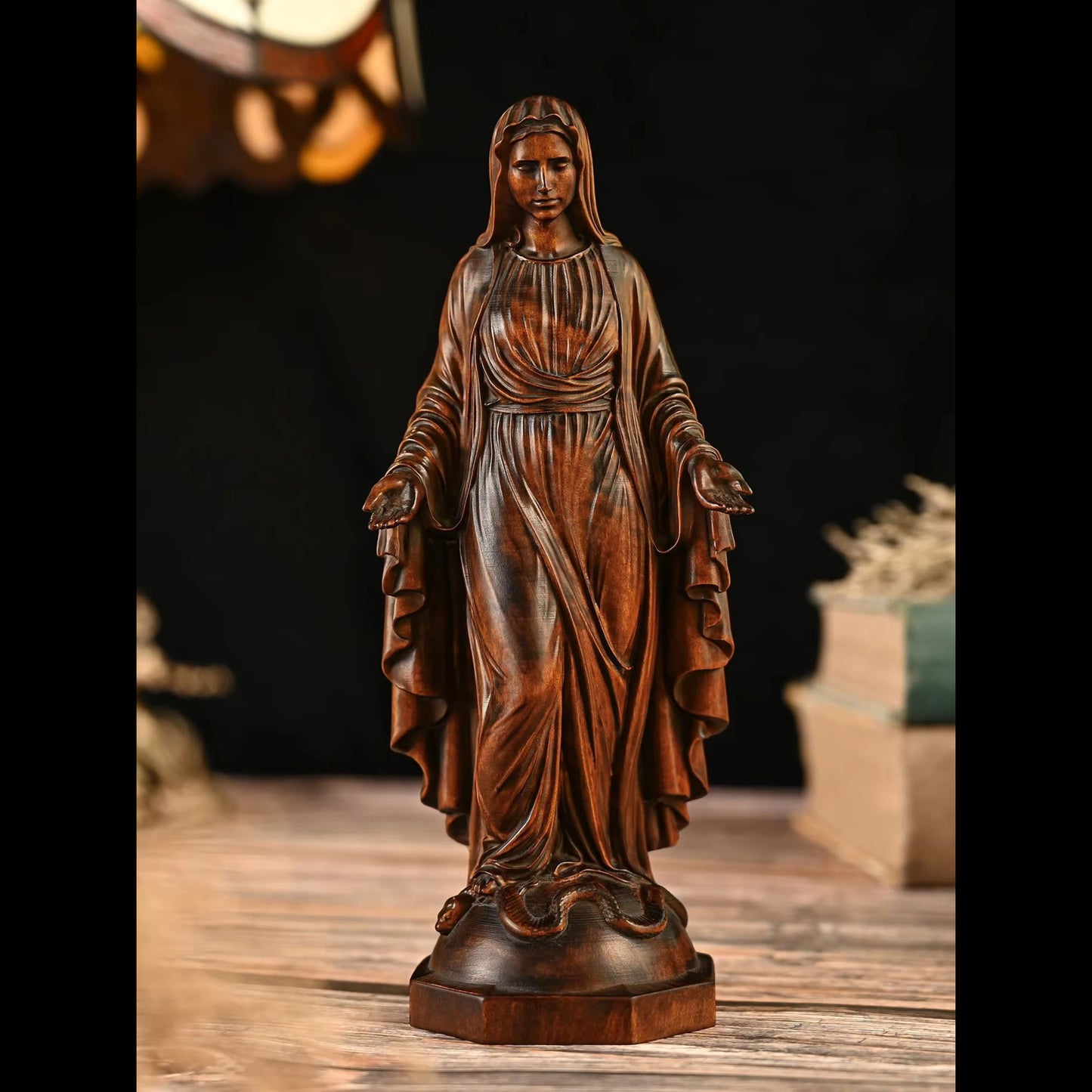 Wooden Structure Cross Border Virigin Mary Religious Figurine Statue For Home Decoration 30cm