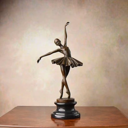 Beautiful Ballerina Statue Bronze Marble Ballet Dancer Girl Handcrafts Sculpture Home Decor