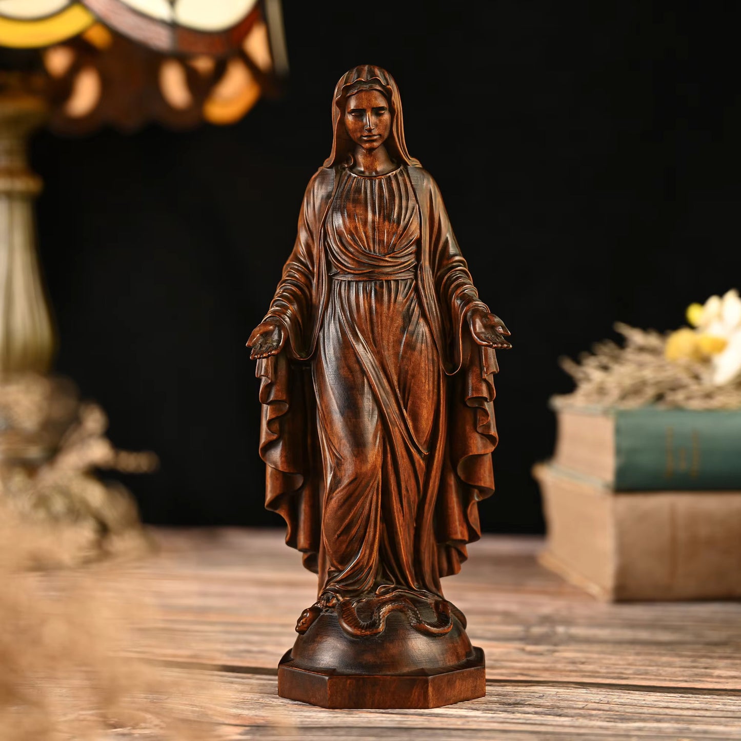 Wooden Structure Cross Border Virigin Mary Religious Figurine Statue For Home Decoration 30cm