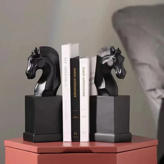 Best Quality Black Marble War Horse Statue Resin Animal Head Book Stand