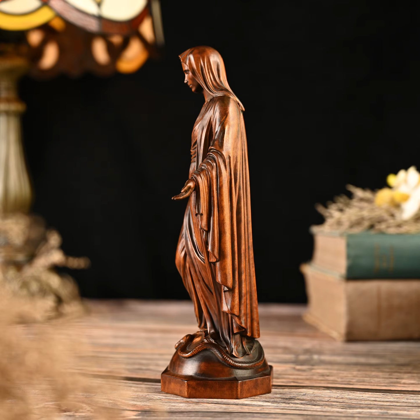 Wooden Structure Cross Border Virigin Mary Religious Figurine Statue For Home Decoration 30cm