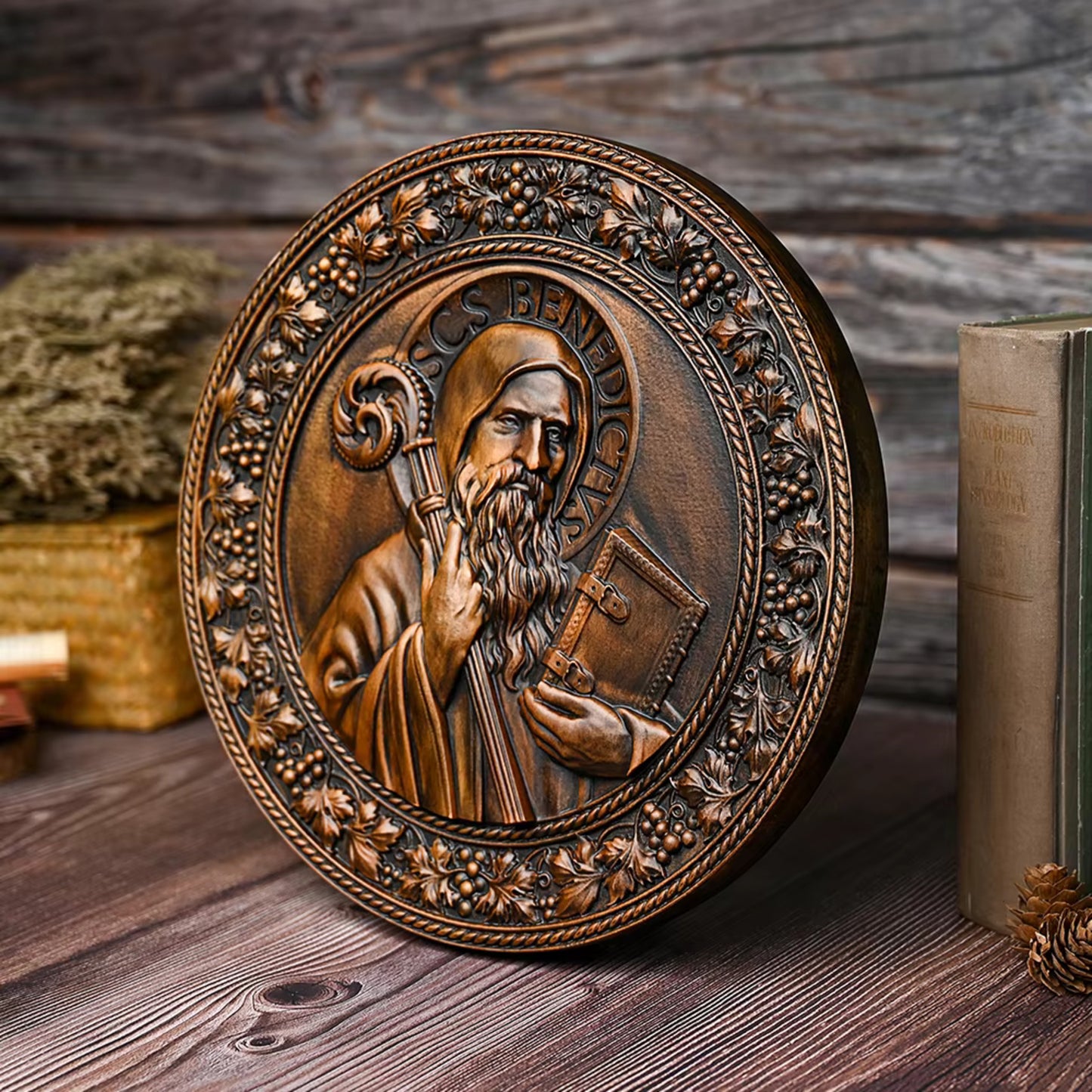 30cm Handmade Wooden Carving Catholic Christian Saint Religious Figure Wall Decor Statue