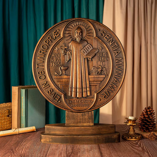 Classic Saint Benedict Double Sided Religious Christian Saint Statue 30cm