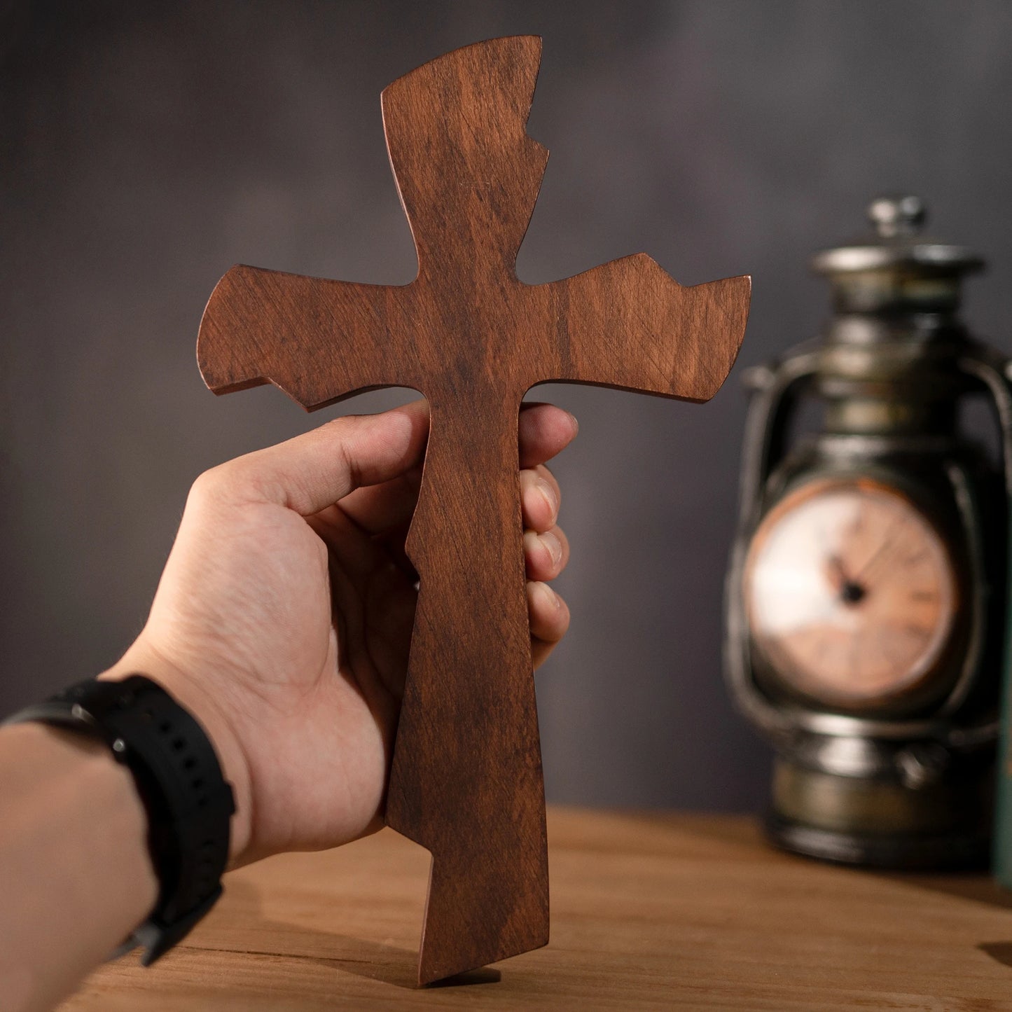 3D Attractive Designer Brown Wooden Made Christian Cross Wall Hanging Room And Home Decor