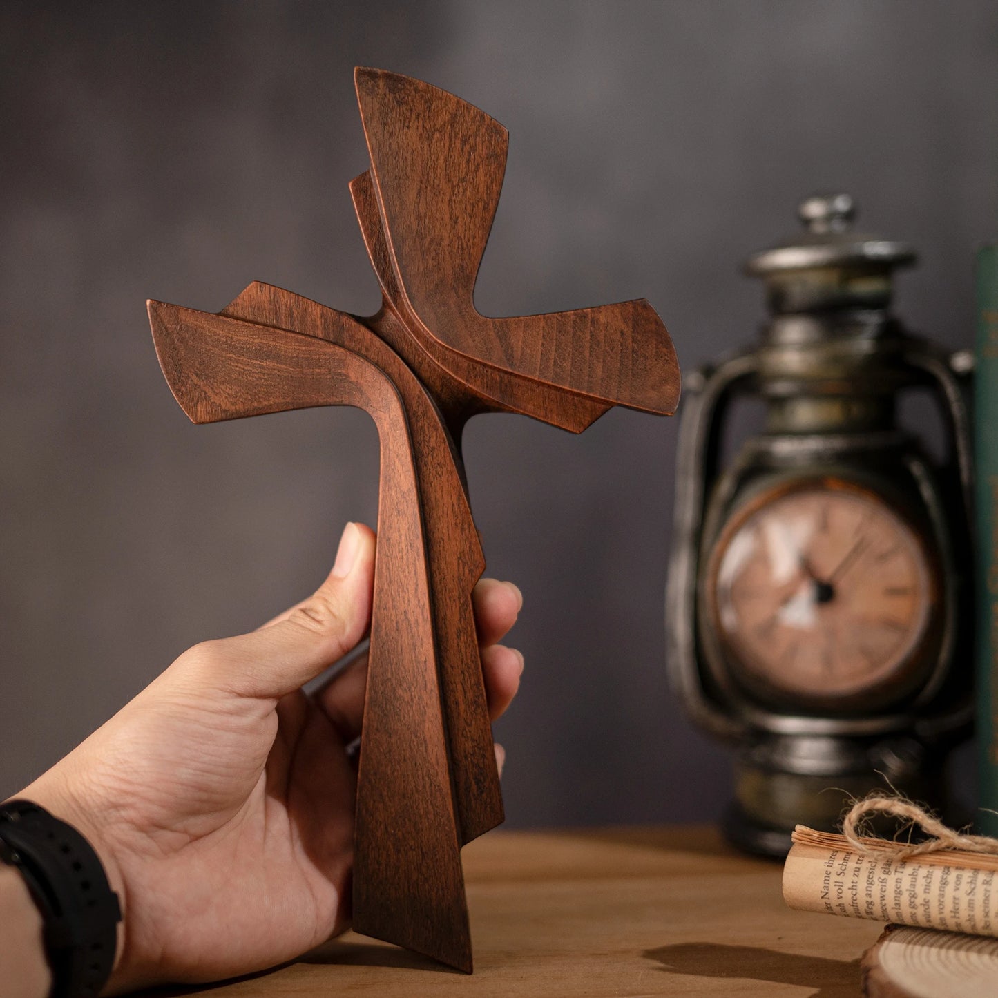 3D Attractive Designer Brown Wooden Made Christian Cross Wall Hanging Room And Home Decor