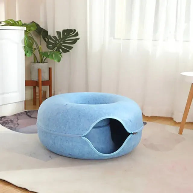 Premium Quality Soft Felt Material Cat Donut Bed Tunnel