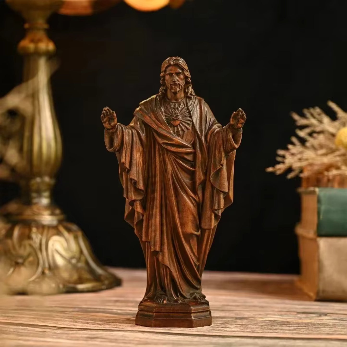 Hand Crafted Cross Border Solid Wooden Sacred Jesus Sculpture Ornament Home Decorative