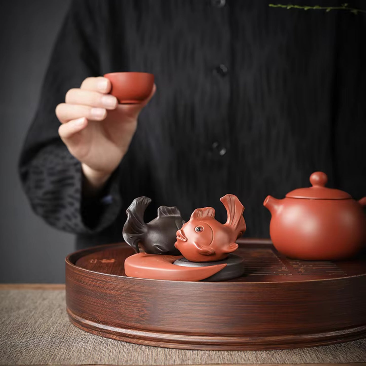 Chinese Handmade Lucky Fish Tea Set Home Decoration Accessories 1Pc