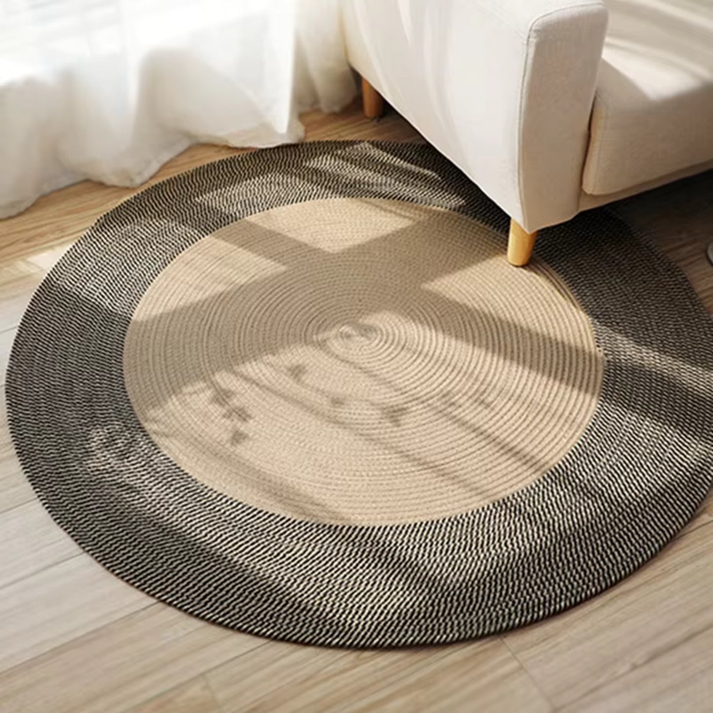 Japanese Style Hand Woven Round Pure Jute Material Luxury Bedroom Living Floor Mat Rugs