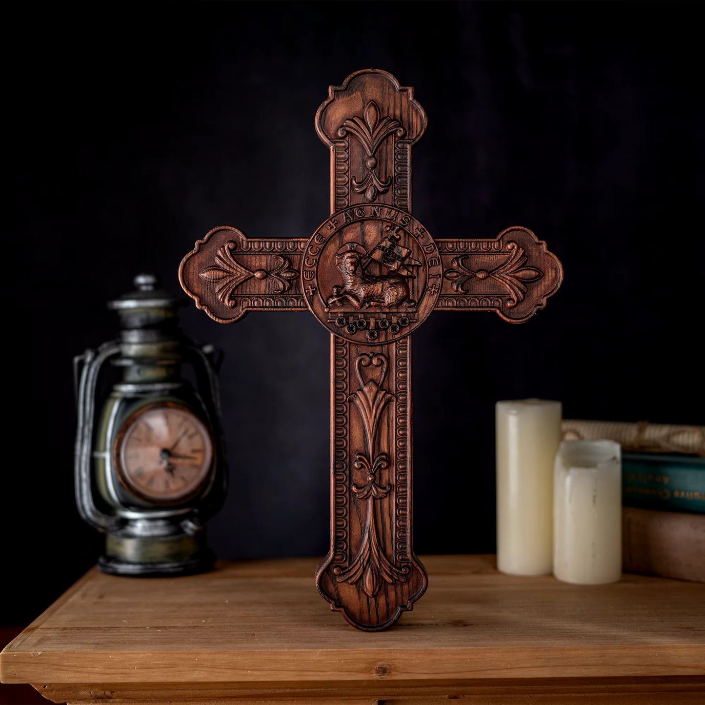 4D Designer Rustic Wood Carving Hanging Passover Christian Cross Home And Wall Decor