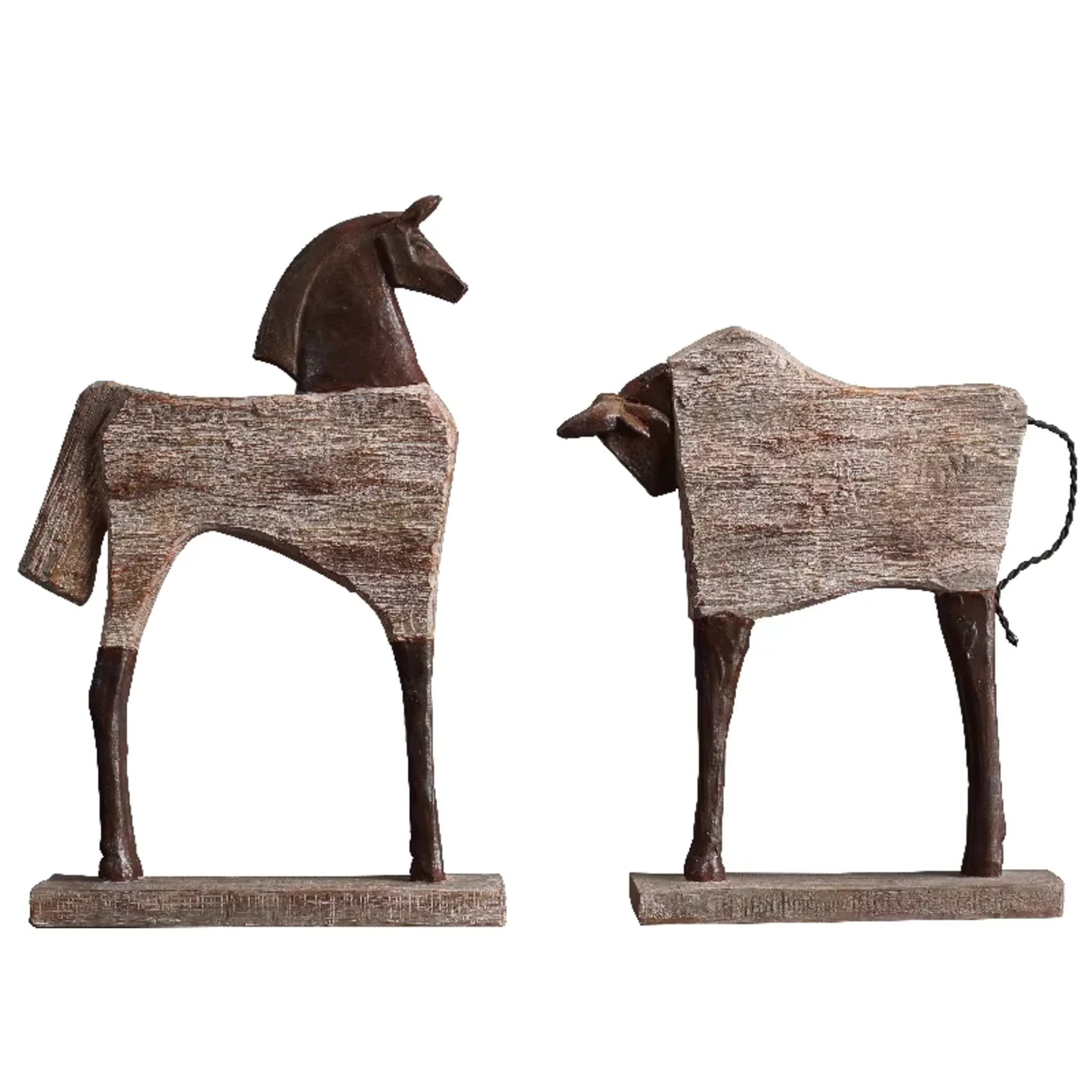 Attractive The Horse Simulated Animal Wooden Sculpture Hand Carving Home Decor Figurines 20cm