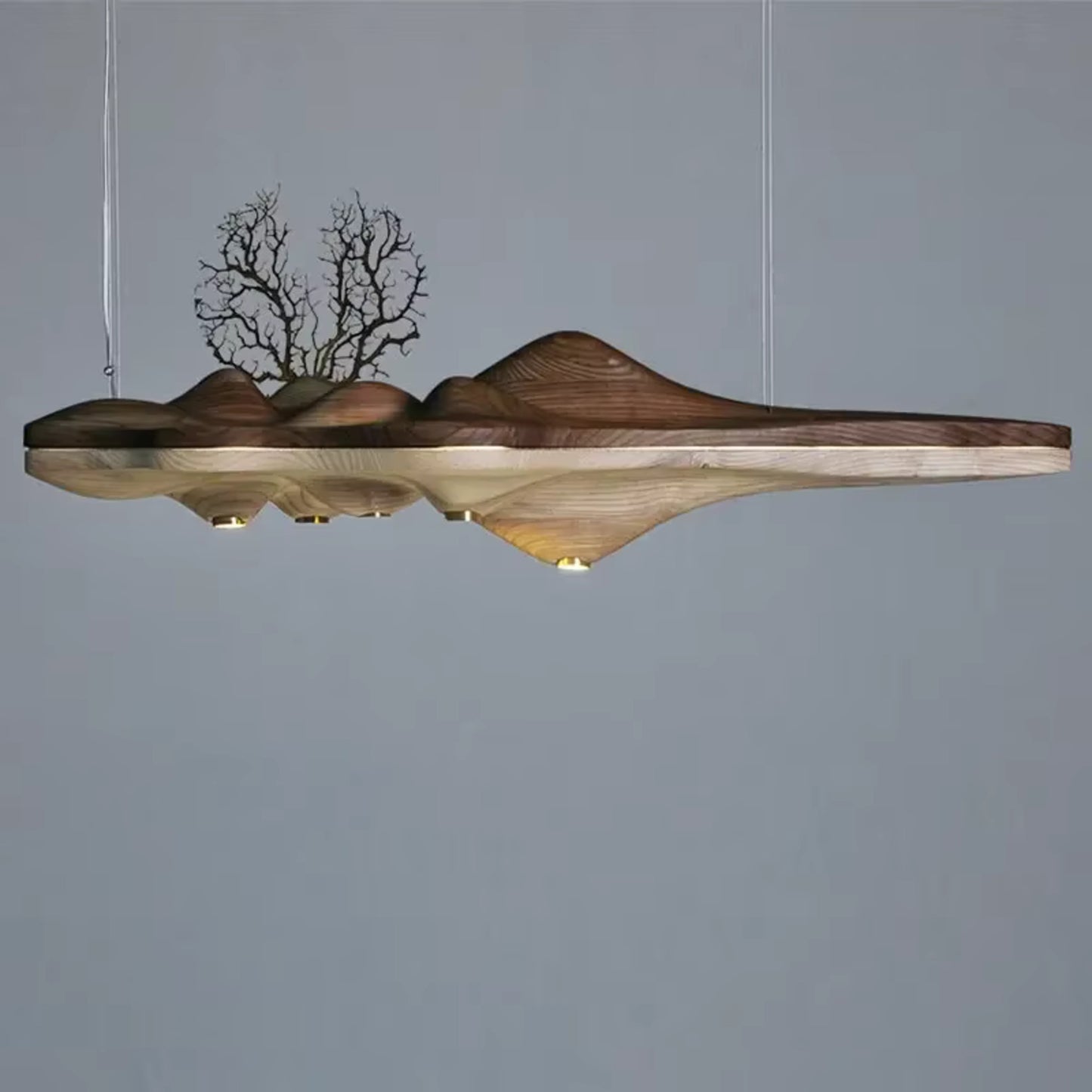 Modern Designer Solid Wood Resin Pendant Lamp For Dining And Kitchen Decor 128cm