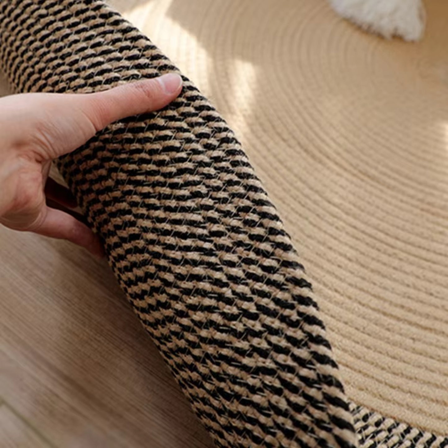 Japanese Style Hand Woven Round Pure Jute Material Luxury Bedroom Living Floor Mat Rugs