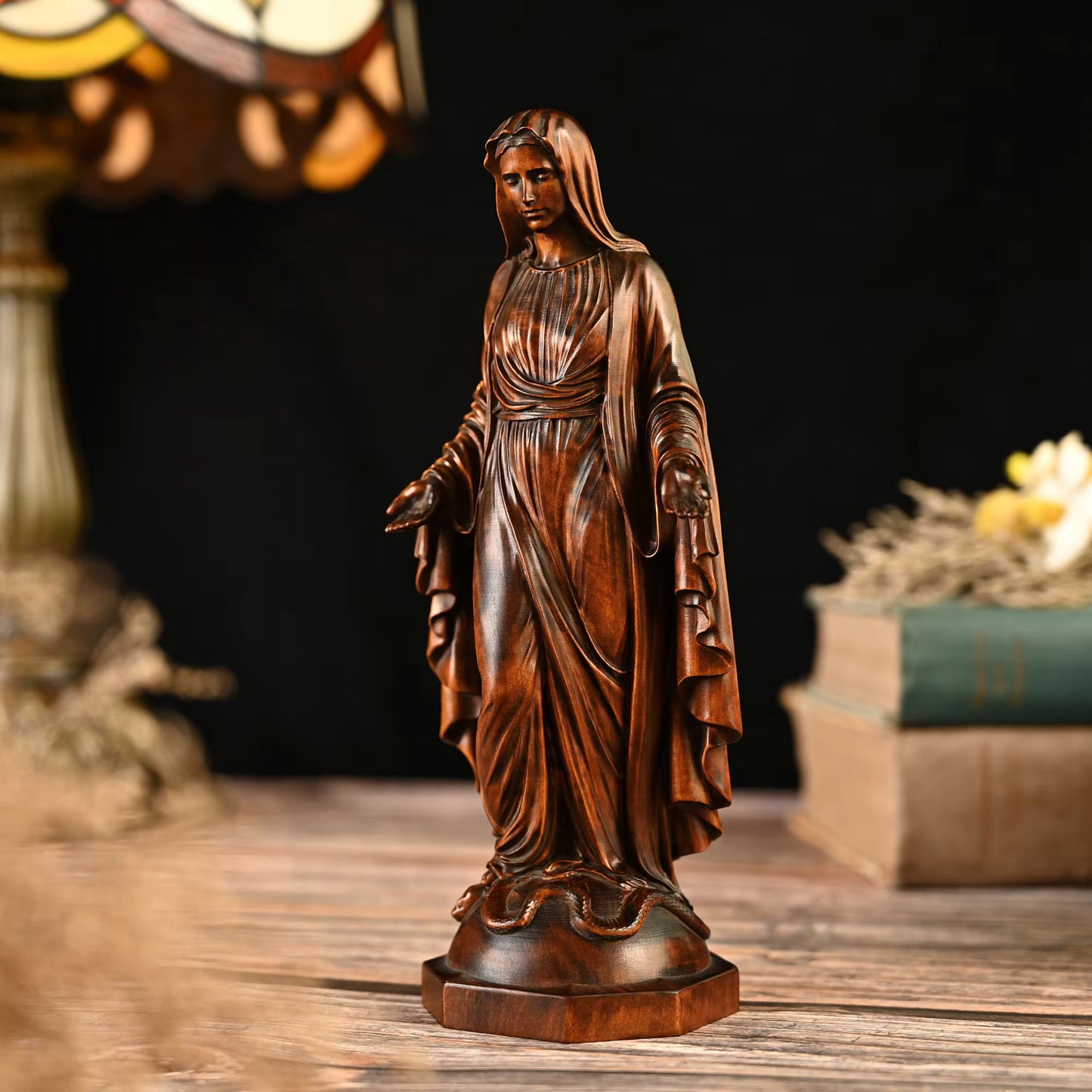 Wooden Structure Cross Border Virigin Mary Religious Figurine Statue For Home Decoration 30cm