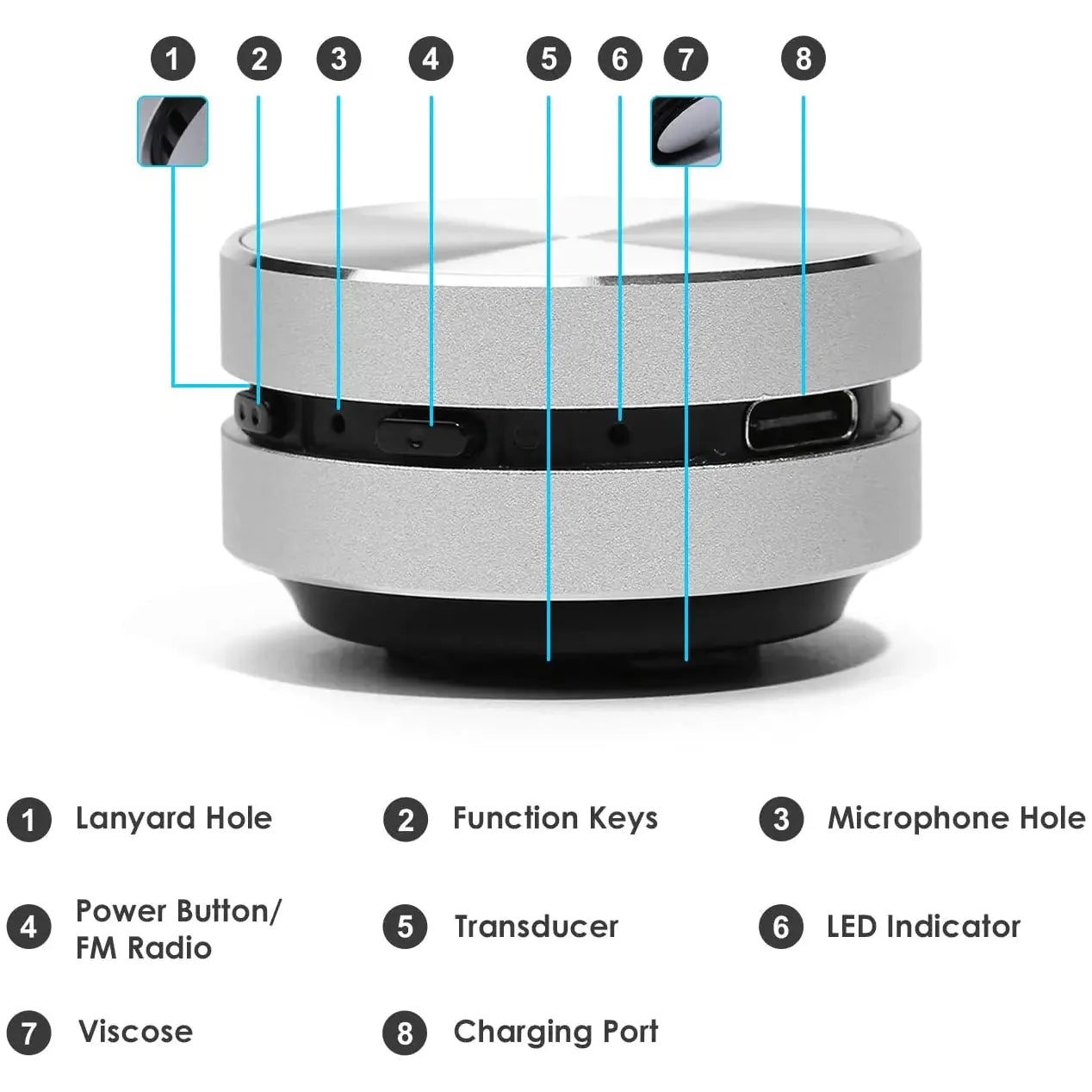 Aluminium Alloy Wireless Stereo Vibration Bluetooth Speaker