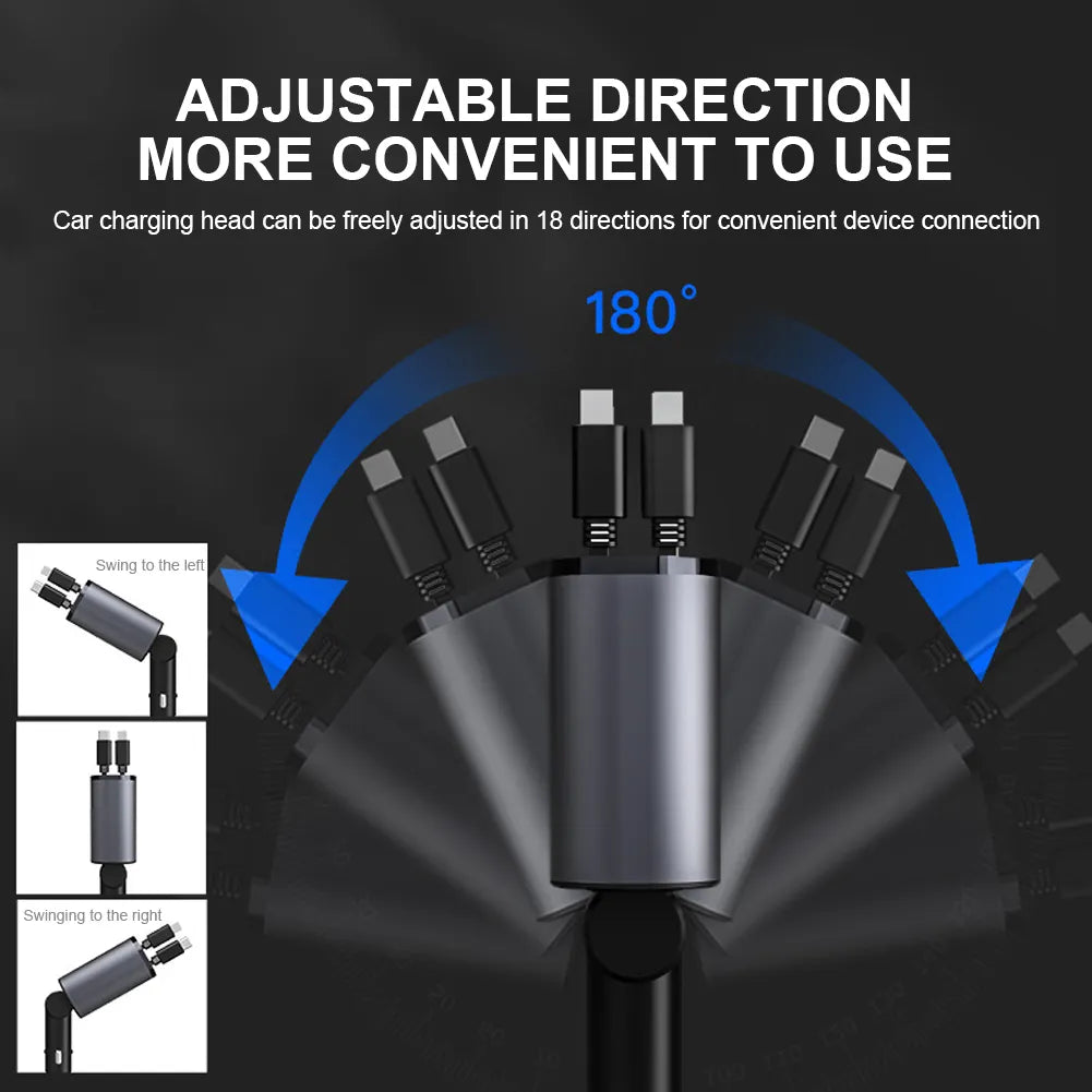 Best Quality Dual Retractable Multi Cords Seamless Luxinsly Car Charger