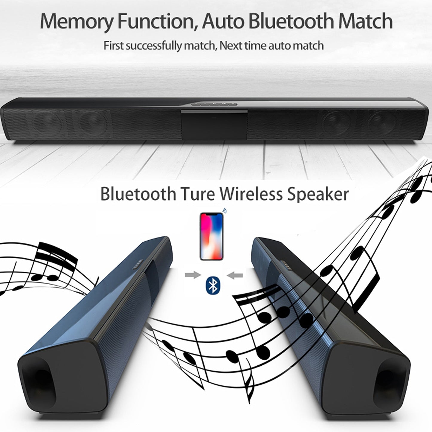 Multifunction 20W Bluetooth 4.2v Wireless Home Theater Sound Bar