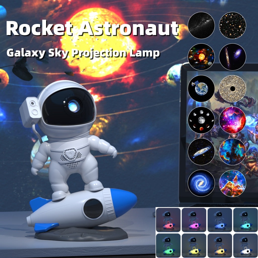 Elegant Galaxy Aesthetic Design Rocket Astronaut Desktop Projector