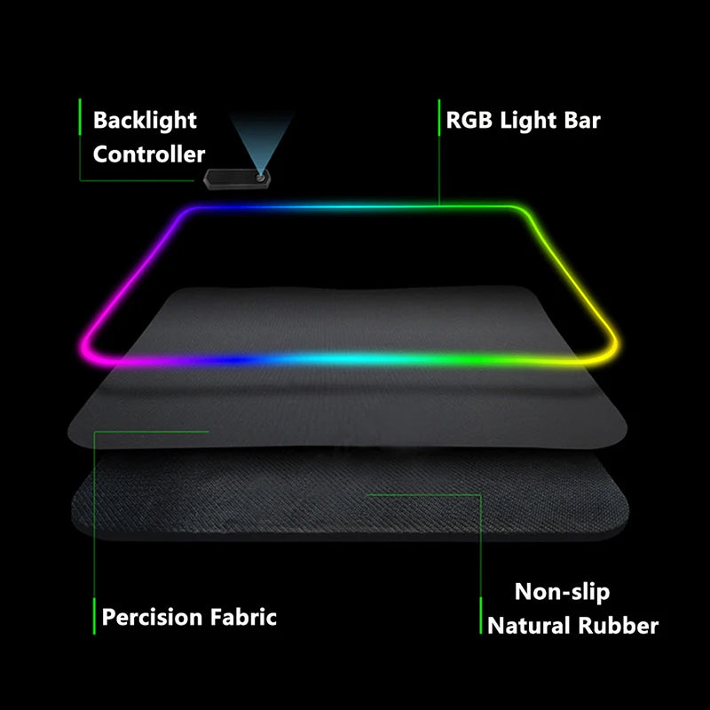 Anti Slip Best Quality Rubber Fabric Material Luminous LED Light RGB Gaming Pad